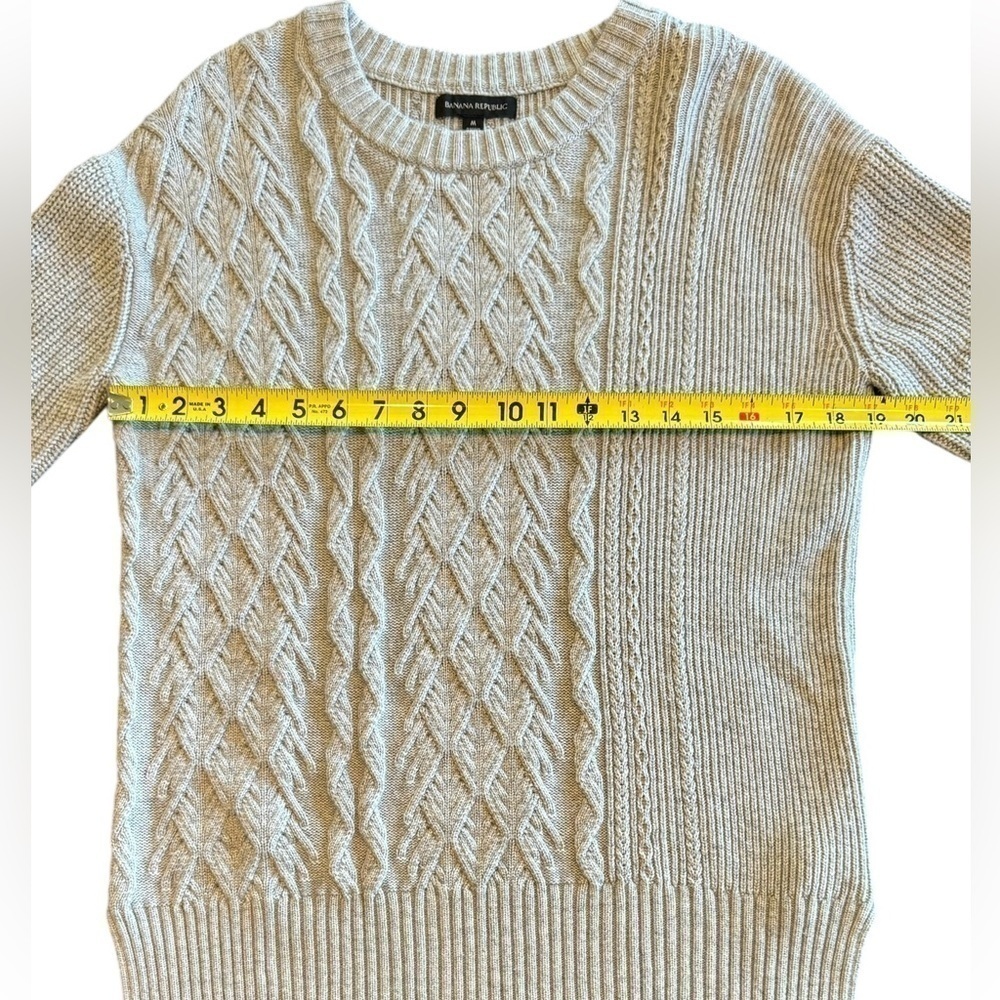 Banana Republic Cable Knit Sweater Gray Tunic Wool Size Medium - Picture 7 of 11